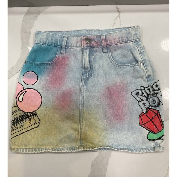 Justice Ring Pop Bazooka Girl's A-Line Jean Mini Skirt Size 12 - Picture 1 of 8